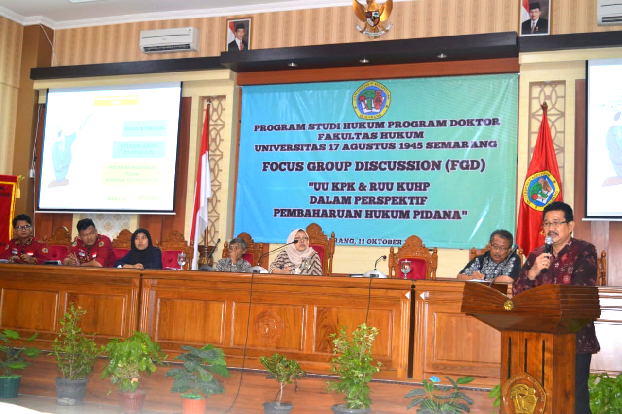Program Doktor Hukum Untag Gelar FGD Tentang UU KPK Dan RUU KUHP