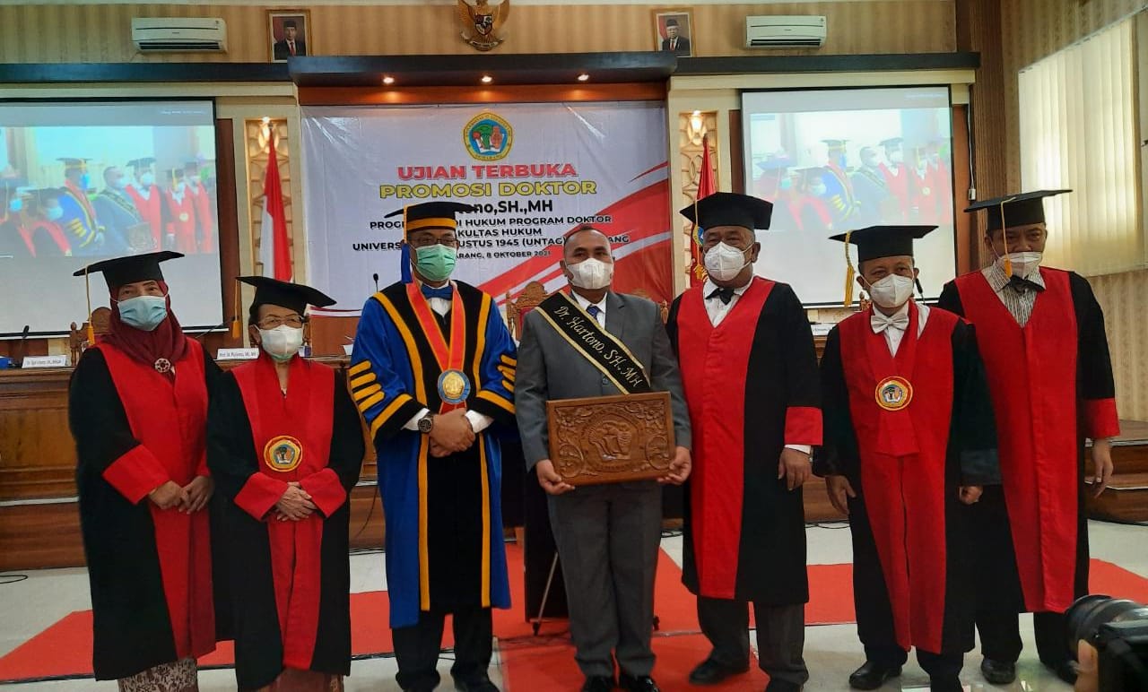 Cegah Tindak Pidana Terorisme Melalui Kearifan Lokal Hartono, SH, MH raih doktor di Untag.