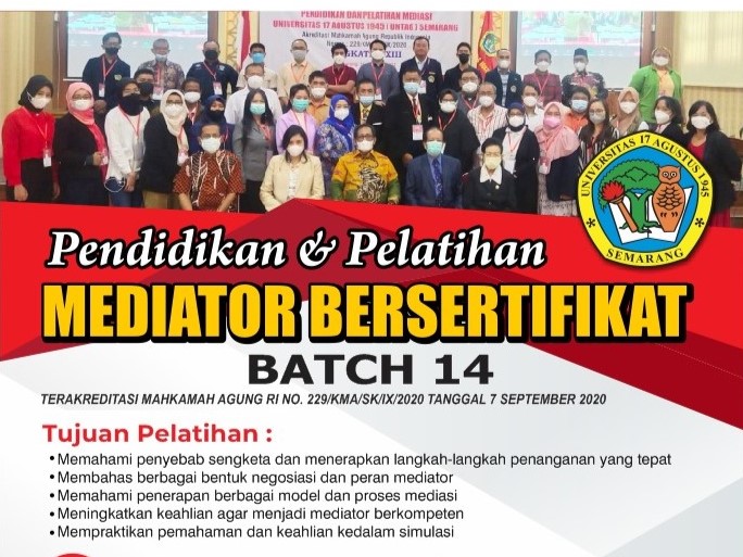 Pendidikan dan Pelatihan Mediator Bersertifikat Batch 14